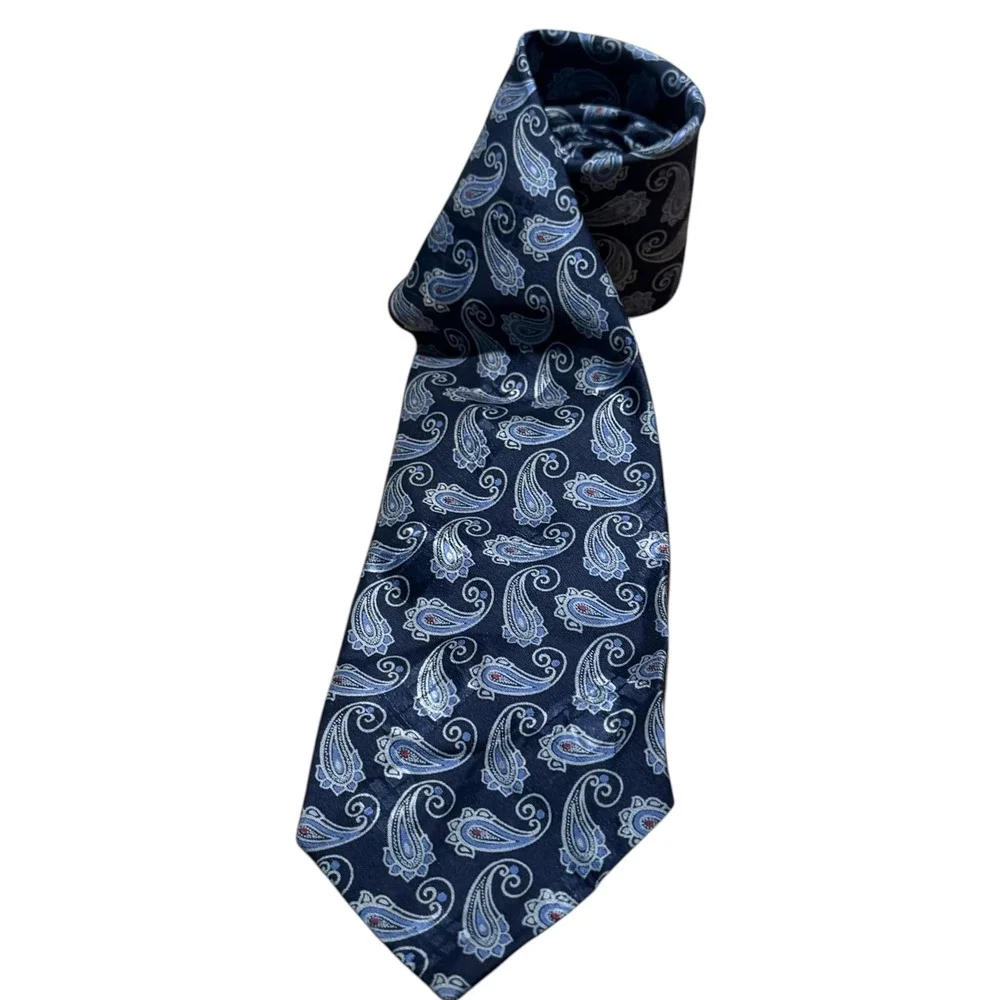 Polo Ralph Lauren Navy Blue Paisley Silk Necktie Men Business Formal Tie Classic
